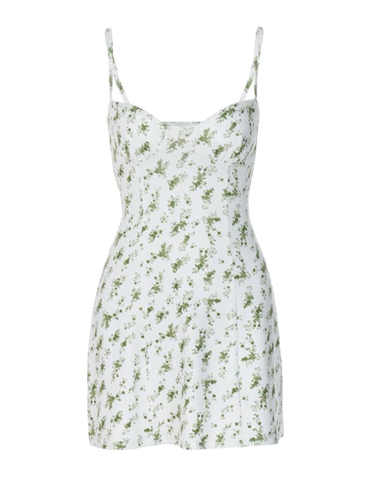 Backless Small Floral Skirt Suspender Dress