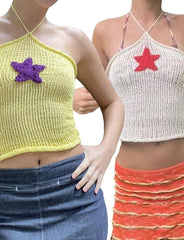 Knitted Vest Small Camisole Pentagram Halter Top