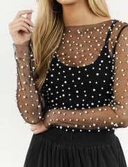 Pearl Decor See-through Top For