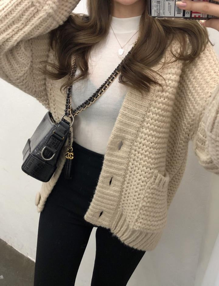 Solid Color Loose Cardigan