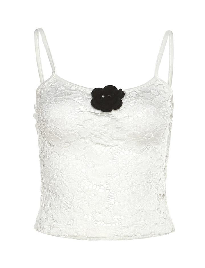 Flower Decor Lace Hollow Out Camisole Top For