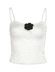 Flower Decor Lace Hollow Out Camisole Top For