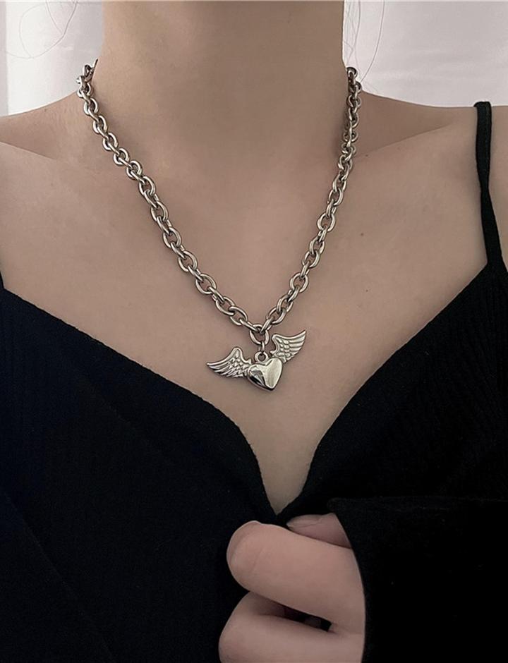 Heart Angel Wings Pendant Necklace