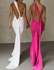 Backless Halter Neck Package Hip Slim Evening Dress