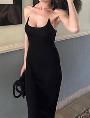 False Suspender Design   Wrap   Backless Maxi Dress For