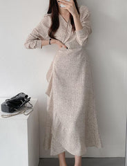 One Piece Tie Waist Mid Length Dress