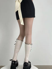 Balletcore Cutout Bowknot Lace Sock