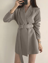 Solid Color Blazer With Belt