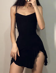 Retro   Slit Slim Mermaid Summer Short Sling Dress For