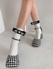 Diamond Bow Thick Knit Socks