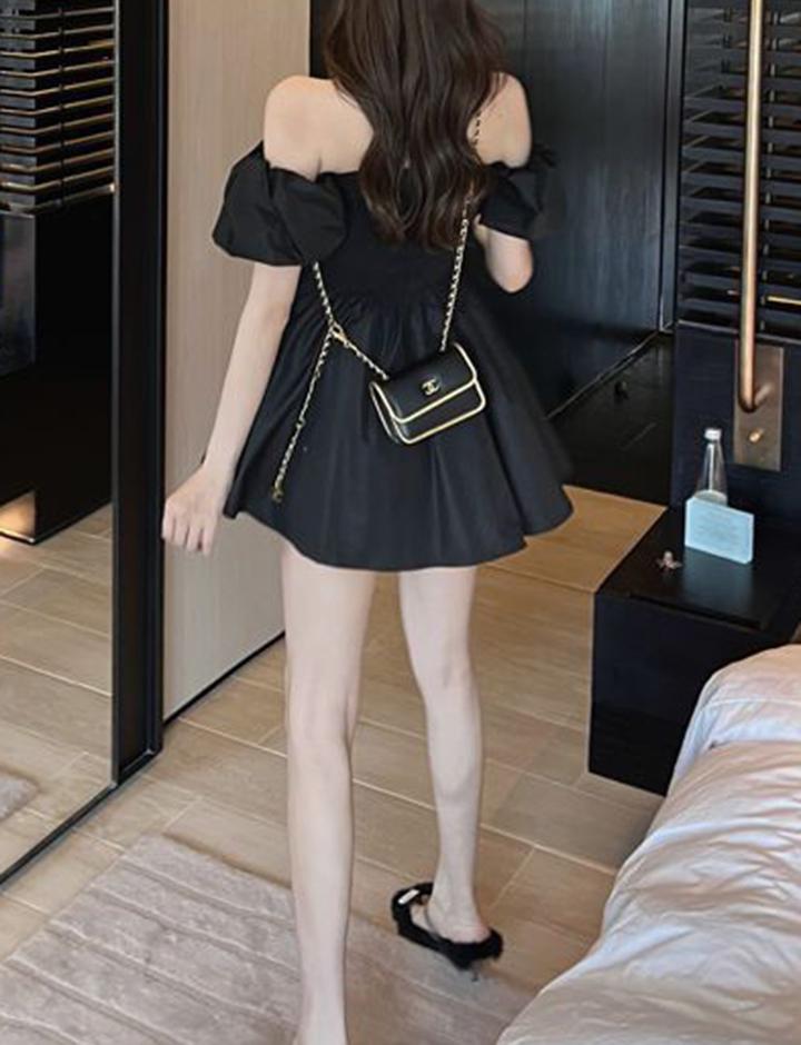 Off Shoulder Puff Sleeve Date Short Dress