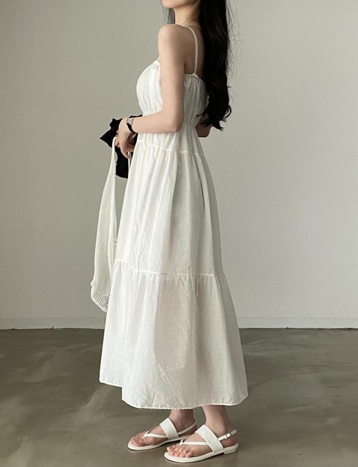 Chic Summer Resort Style Pleated Elastic Waist Dress