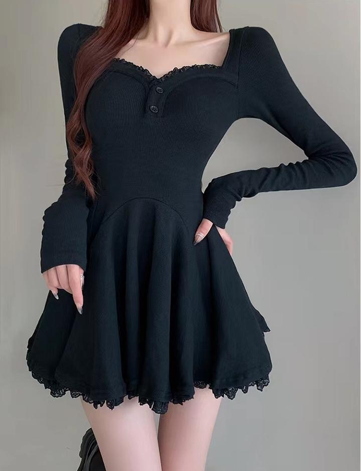 Cute Lace Long Sleeve A-Line Short Party Dress