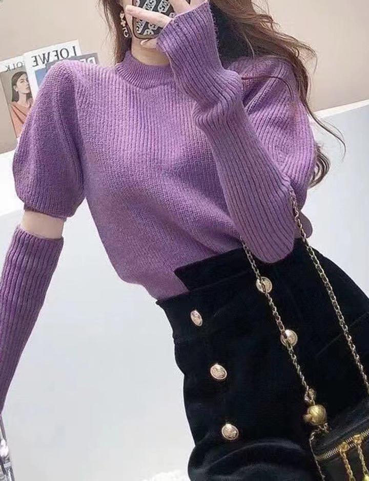 Cropped Removable Sleeve Sweater