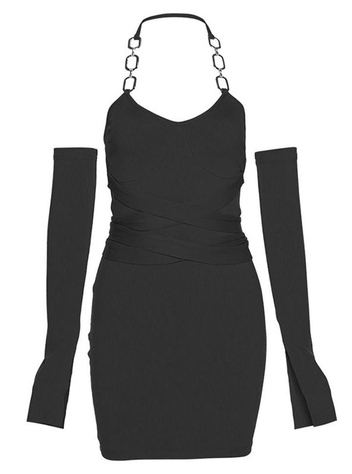 Slim Halter Neck   Backless Dress