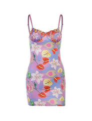 Colorful Floral Print Slip Dress