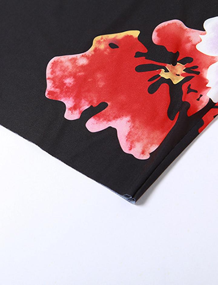 Flower Print Slim Tank Top with Midi Skirt Co ord Set