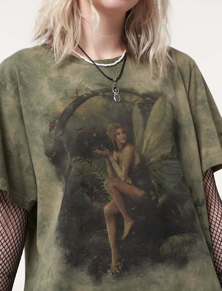 Fairy Grunge Print Oversized T-shirt