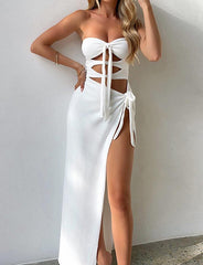 Holiday   Slim Bust Shower Babes Bandage Slit Design Tube Top Dress