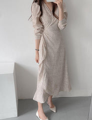 One Piece Tie Waist Mid Length Dress