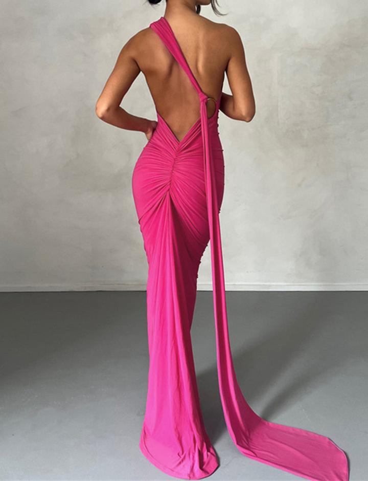 Backless Halter Neck Package Hip Slim Evening Dress