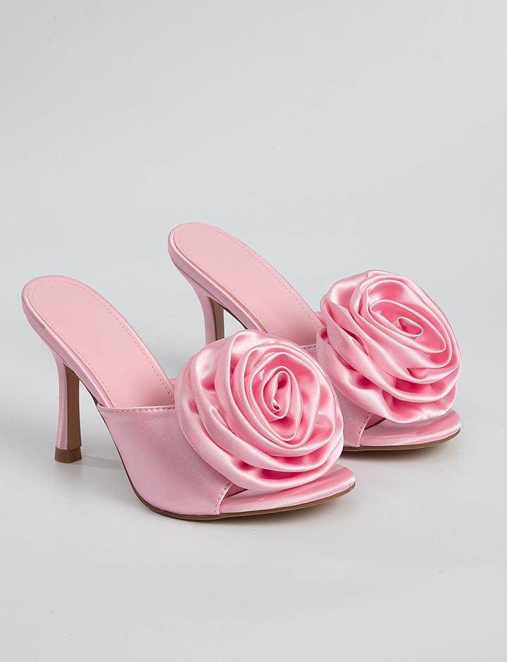 Flower Decor Point Toe Mule Sandals