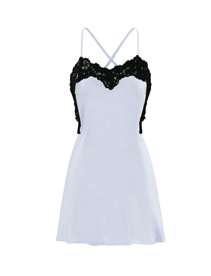 Halter Backless Lace-trimmed Satin Dress