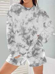 Tie-dye Round Neck Sweatshirt & Shorts