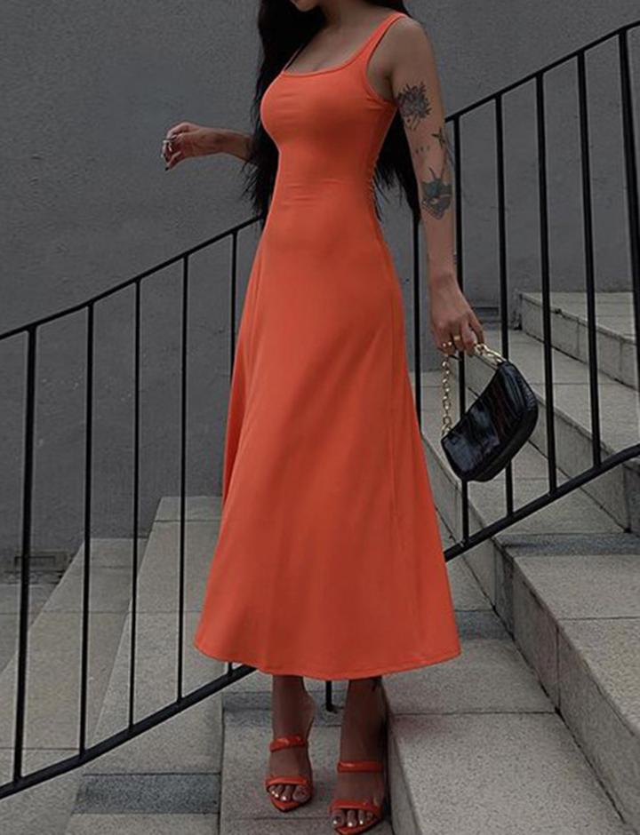 Sleeveless High Waist Wrap Long Flared Dress