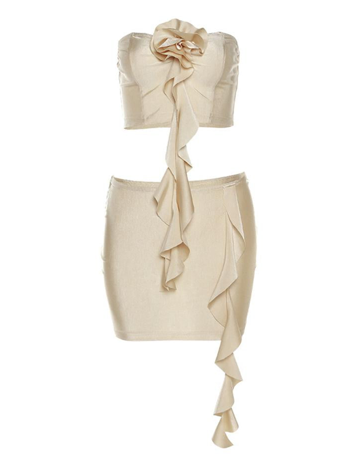Wrapped Breast Vest Slim Fit Hip Skirt Set