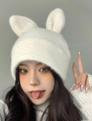 Cute Rabbit Ears Thick Autumn And Winter Hat