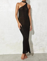 One Shoulder Crochet Bodycon Prom Maxi Dress