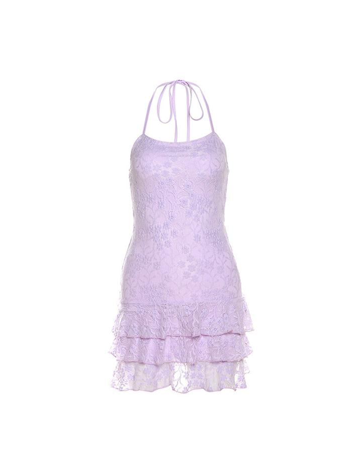 Lace Halter Neck Backless Summer Dress for