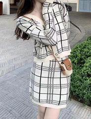 Celebrity Style Skirt Knitted Two-piece Suit
