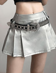Summer Party Glitter Pleated Mini Skirt