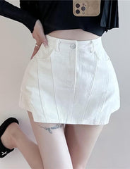 Irregular Split Hem Denim High Rise Mini Skirt