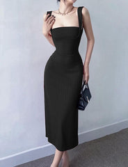 Backless Strap Slim Knit   Sling Summer Dress For