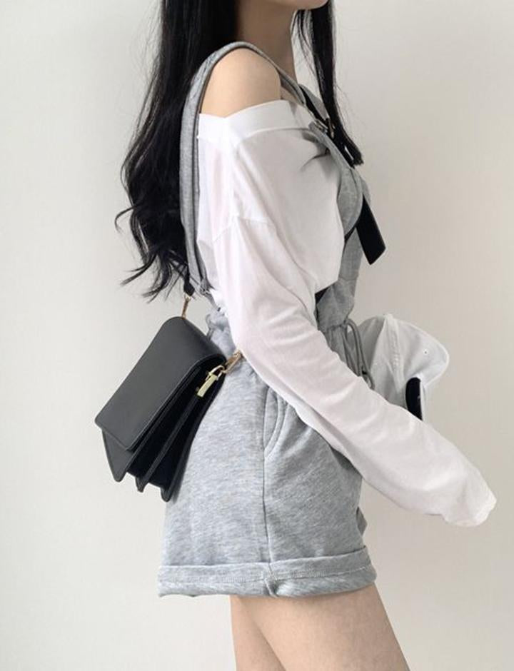 Loose One-piece Shorts Overalls Long-sleeved T-shirt