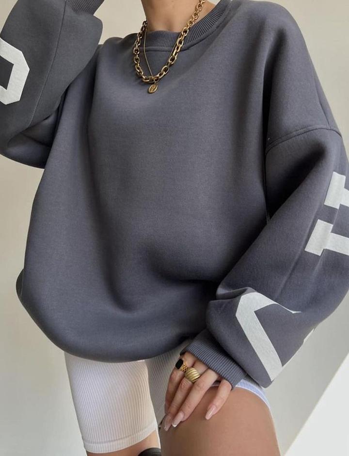 Print Thickened Versatile Top Long Sleeve Sweater