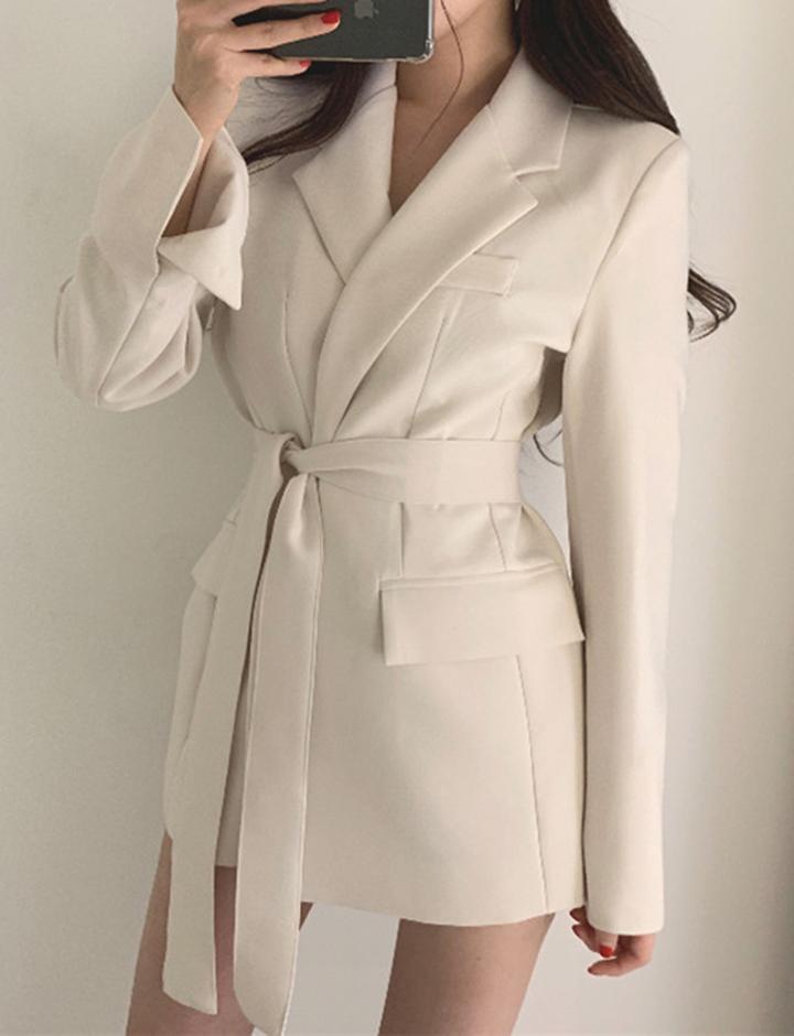 Solid Color Flap Patchwork Blazer