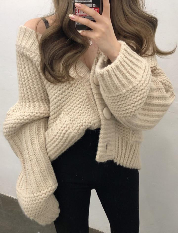 Solid Color Loose Cardigan