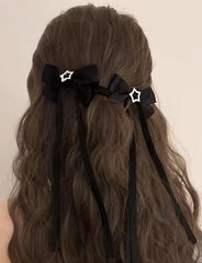 Star Diamond Bow Ribbon Hair Clip Duckbill Clip Headdress