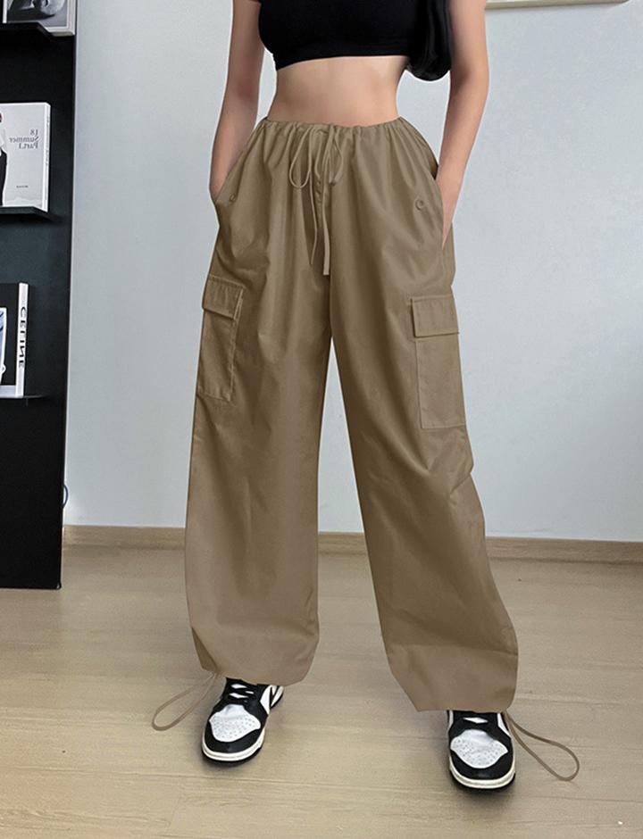 Multicolor Loose Casual High Waisted Cargo Pants