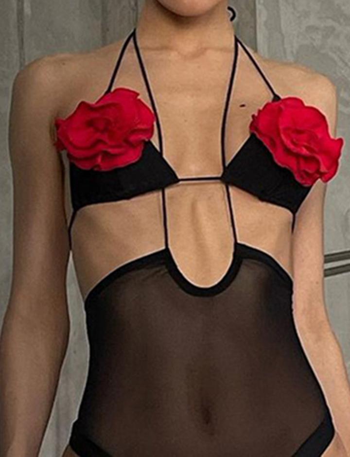 Flower Design Sensual Beach   Slim Babes Bikini